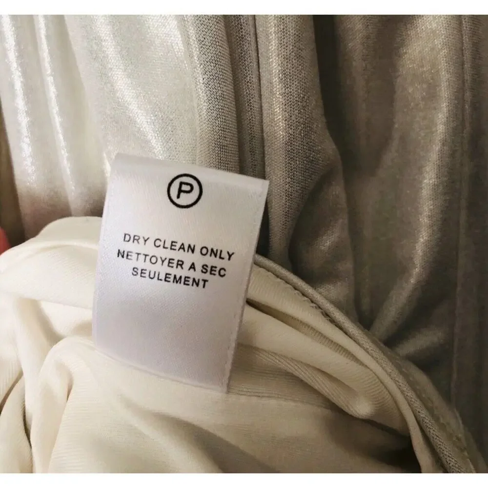 Halston Heritage Knot Drape V-Neck Mini Dress In White Gold Size: Small NWT - Picture 9 of 9